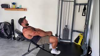 Incline bench cable upright row with rope