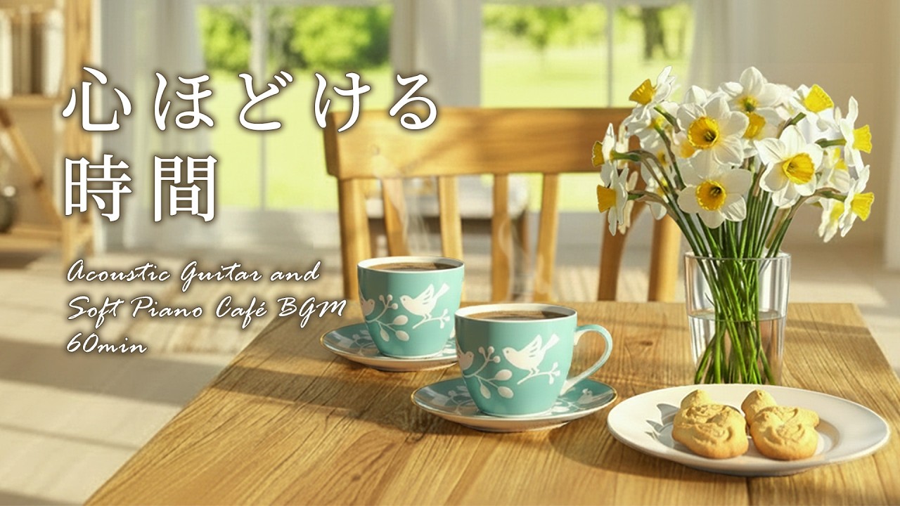 【癒しカフェBGM】春の光と、心ほどける穏やかな時間🌸 窓辺のスイレンと軽やかな休息｜アコースティックギター＆ピアノ｜作業用・家事・リラックス