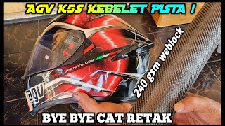 BAHAN HELM TERBAIK UNTUK DI SKINING CARBON FIBER !!! Skining carbon fiber helm AGV K5s , rasa pista