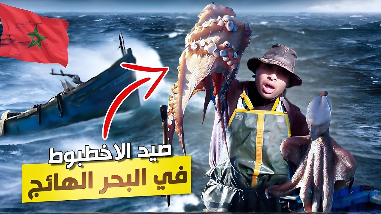 كفاح البحار: تحدي اصيد الاخطبوط 🐙 في البحر هائج😱 🌊فرجة و متعة واجواء رائع.