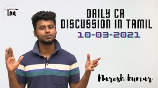 Daily CA Live Discussion in Tamil | 10-03-2021  | Naresh kumar