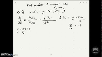 Calculus 10.2 #3 Equation of tangent line of parametric curve.