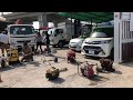 農機具、草刈り機のエンジンをチェック、発電機、電動工具、エア工具など一式買い取りをしたので、作動確認をしています。