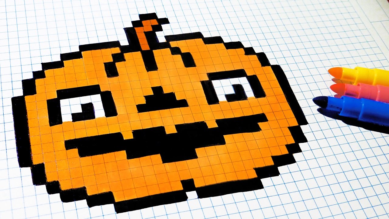 Halloween Pixel Art On Graph Paper