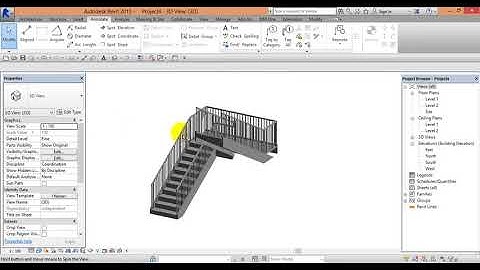 Bài tập cầu thang kiến trúc thể hiện bằng Revit.