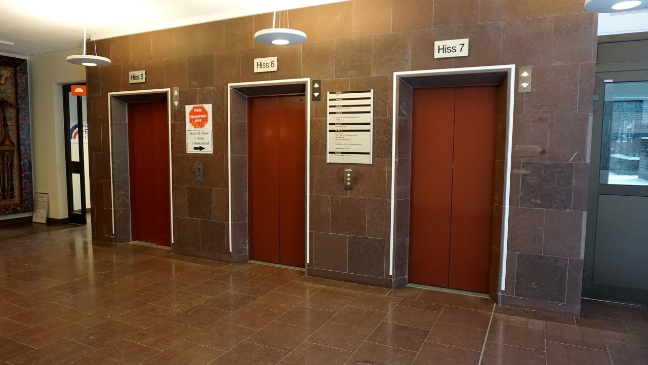 TOUR of 7x 1978 KONE traction elevators @ Kungsgatan 43, Eskilstuna, Sweden