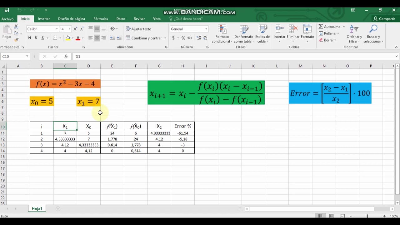 MÉTODO DE LA SECANTE UTILIZANDO EXCEL - YouTube