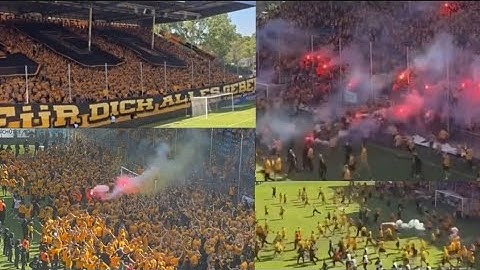 Reaction SG Dynamo Dresden Fans after Promotions to 2.Bundesliga against Waldhof Mannheim