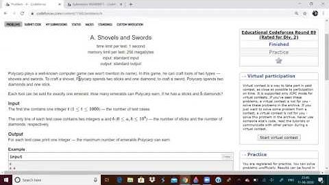 CODEFORCES EDUCATIONAL ROUND 89. PROBLEM A SHOVELS AND SWORDS. 11-06-2020.