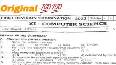 11th Computer Science First   Revision Exam Question paper answer key 2023| KEEP LEARNING