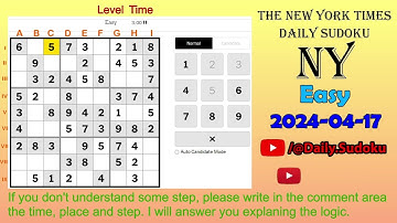 The New York Times Daily Sudoku 2024-04-17 Easy