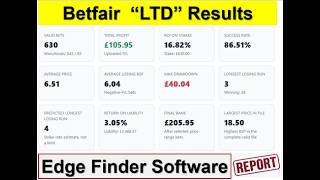 Betfair LTD results Analyse with Edge Finder Software screenshot 1