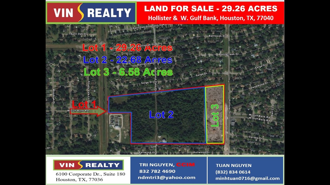 29.26 ACRES LAND FOR SALE Hollister Rd & W. Gulf Bank. Houston, TX