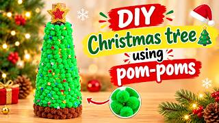 DIY Christmas Tree from Waste Bottle & Pom Pom Balls 🎄✨ | Easy Christmas Decoration Ideas ♻️