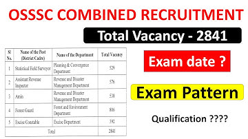 OSSSC COMBINED RECRUITMENT /TOTAL VACANCY 2841/DETAIL INFORMATION BY VIDWAN COMPETITON/ARI/SFS/AMIN