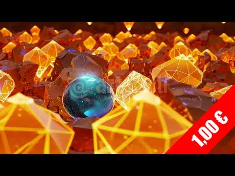 Amber Crystal Orbit in Geometric Field | HD Magical Stock Video