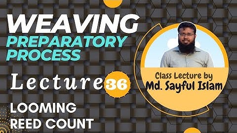 Weaving Preparatory Process | 36 |Looming (Drafting, Denting, Pinning, Gaiting) & Reed Count