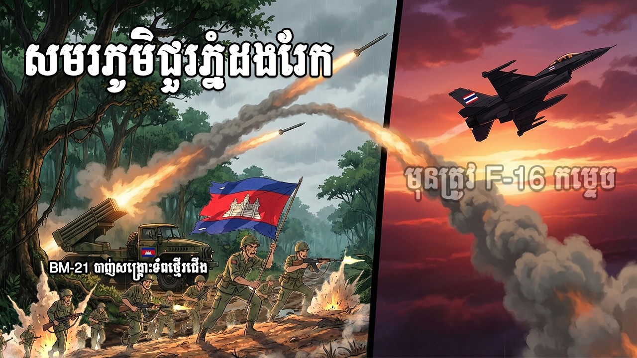 សមរភូមិជួរភ្នំដងរែក BM-21 បាញ់សង្គ្រោះទ័ពថ្មើរជើង មុនត្រូវ F-16 កម្ទេច 🚀💥