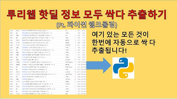 파이썬(Python) - 루리웹 핫딜 모든 정보 추출하기(웹크롤링)