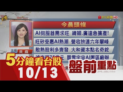 美股盡墨!美國通膨降溫不如預期?重點是核心CPI!以巴開戰 IEA:成為油市最大風險!台灣金融業對以色列曝險約1787億元｜主播鄧凱銘｜【非凡Morning Call】20231013｜非凡財經新聞