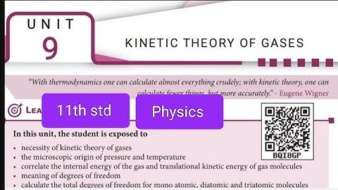 9.KINETIC THAORY OF GASES(book back answers)11th std Physics