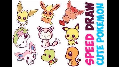 Speed Drawing How to Draw Cute Pokemon Characters (Kawaii Chibi) Easy Step by Step for Beginners