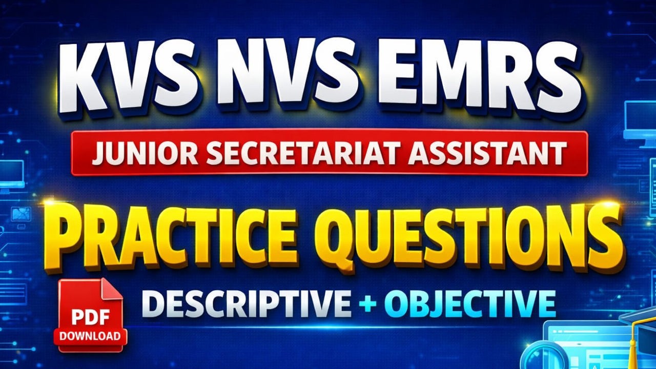 KVS NVS EMRS JSA Tier-2 | Practice Questions | Descriptive & Objective |Junior Secretariat Assistant