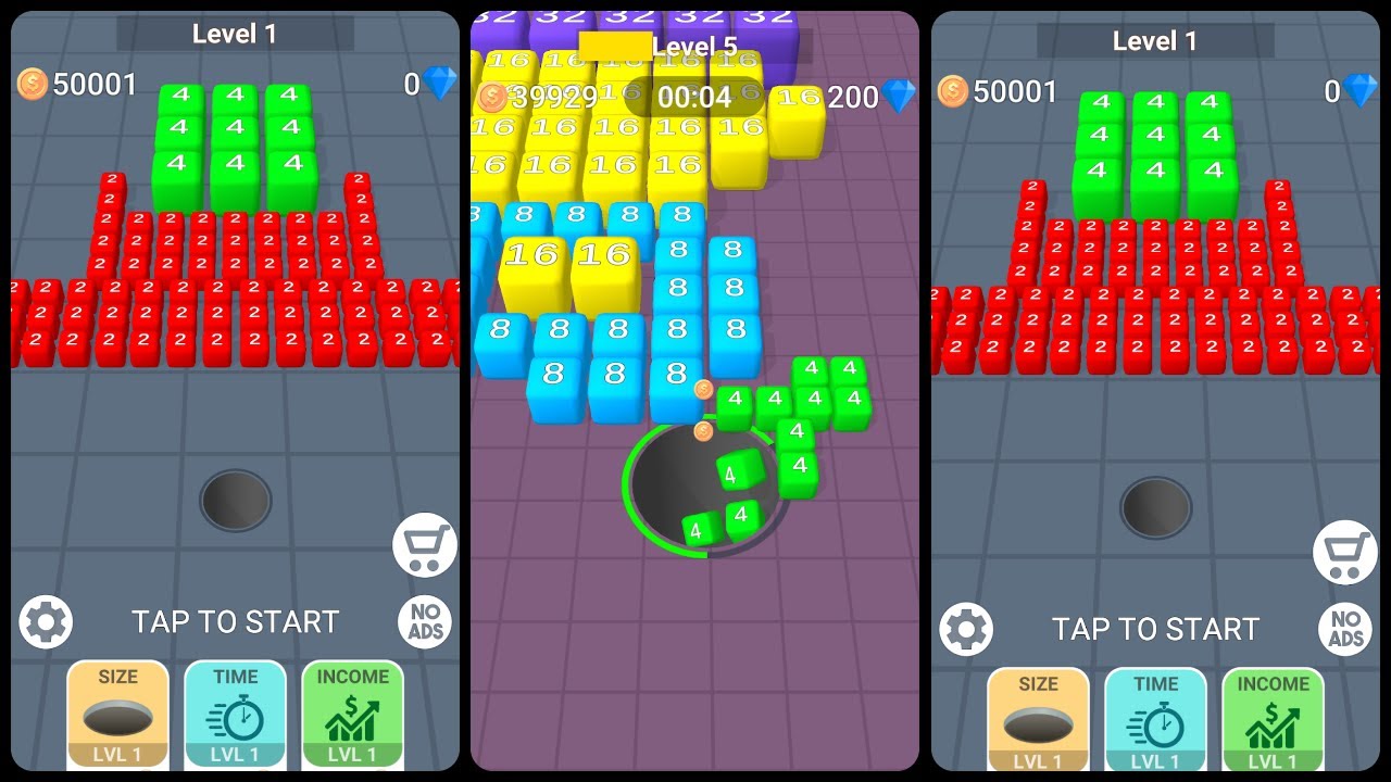 2048 Hole: Drop The Cube Game Gameplay Android Mobile