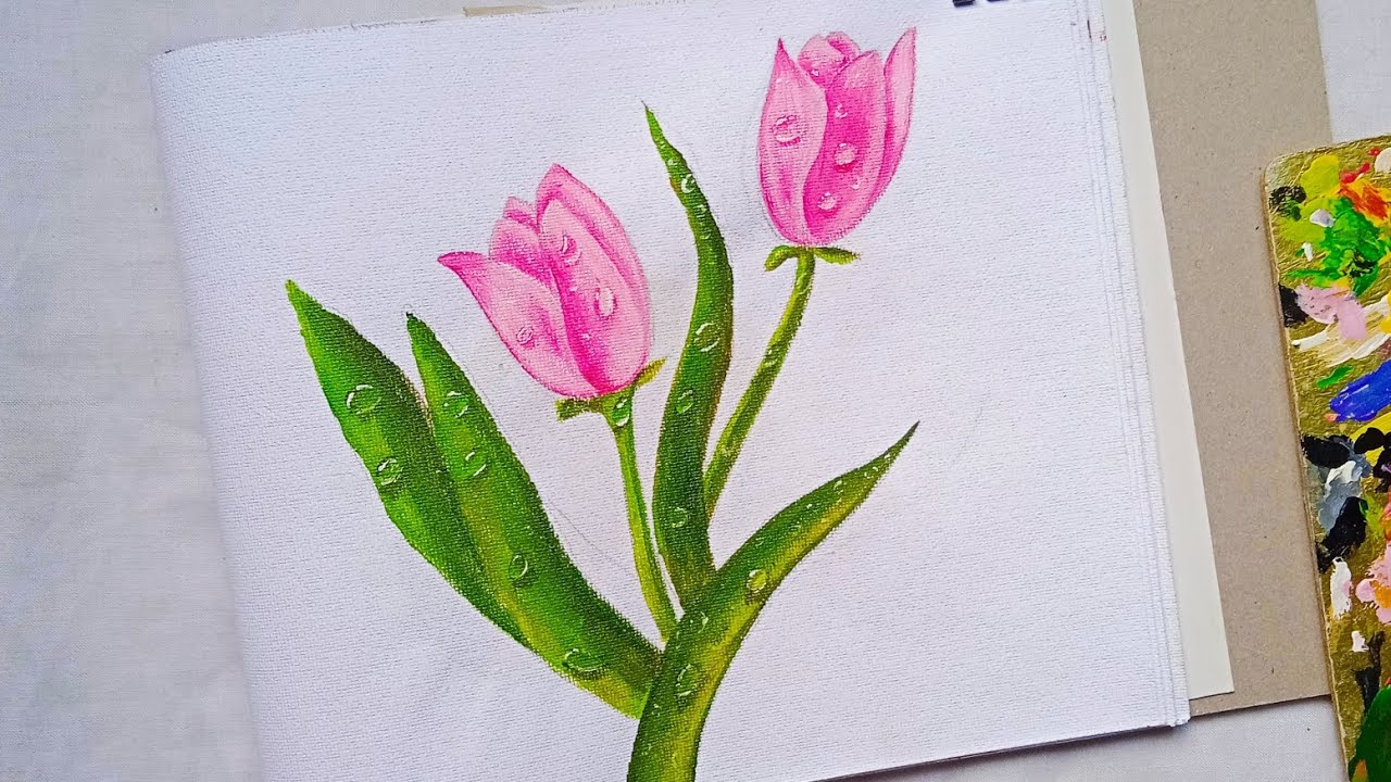 How to painting Tulip Flower || step by step || easy process - YouTube