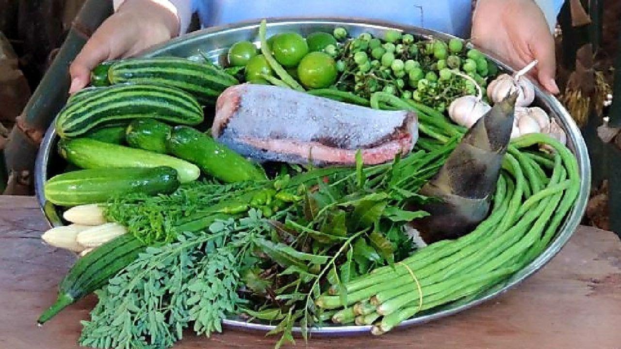 Let's Try Our Traditional Food, Fish Paste Sauce with Green and Leafy