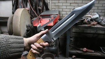 Forging a huge Bowie knife, part 2, making the handle.