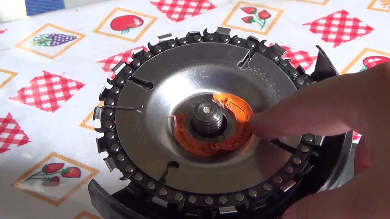 DISCO PARA LIXADEIRA COM CORRENTE DE MOTOSSERRA APRESENTAÇÃO MONTAGEM E TESTE.
