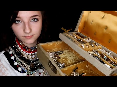 ASMR- Looking through a HUGE box of Antique Costume Jewelry