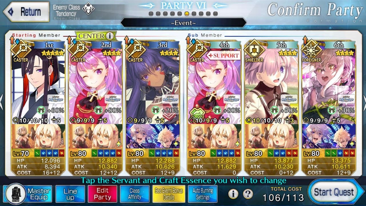 [FGO NA] Grail Live: 90+ Dance Node - 3T/6S (Full Party Bonus/No Plug)