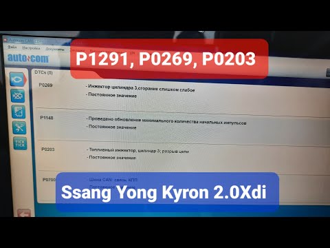 Ошибки при обрыве цепи форсунки Ssang Yong Kyron 2.0Xdi, P1291, P0269, P0203 ☎️