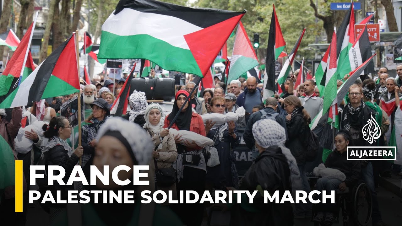 تظاهر الآلاف في باريس قبيل اعتراف فرنسا المتوقع بدولة فلسطين