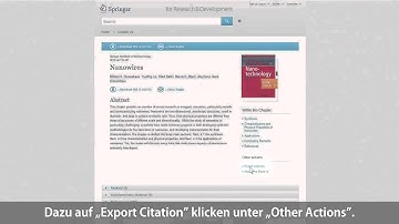 Springer for R&D Tutorial 05 How to export citations (German subtitle)