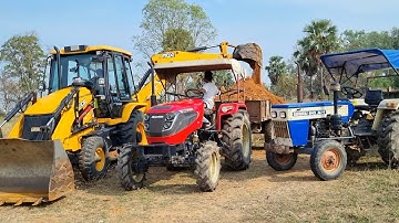 New Jcb 3dx Eco Xpert Machine Loading Red Mud In Mahindra and Swaraj Tractor | Jcb Tractor Cartoon