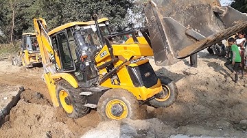 JCb Backhoe Breaking Old Bridge and Working For New Bridge Construction - JCB Working Video 2