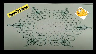 17 to 9 dots flower rangoli design