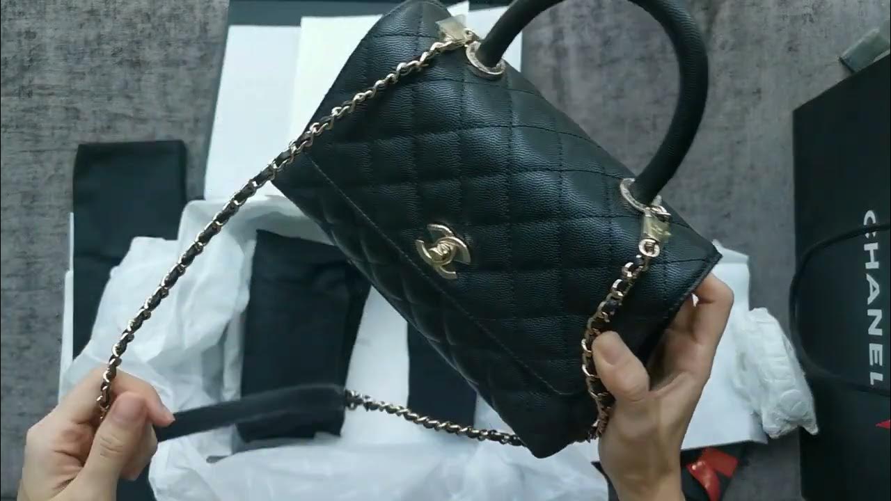CHANEL coco handle bag in small black caviar GHW l 22P unboxing 香奈儿开箱