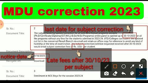 mdu subject correction 2023 || mdu subject correction notice || mdu application correction 2023