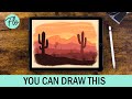 You Can Draw This LANDSCAPE with Cactuses in PROCREATE