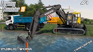 Cleaning bank with volvo ecr145el | public work sandy bay farming
simulator 19 episode 1