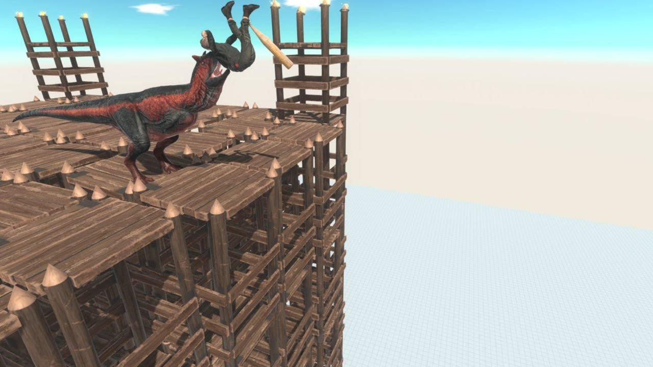 CARNOTAURUS Battles on Tilting Tower Animal Revolt Battle Simulator