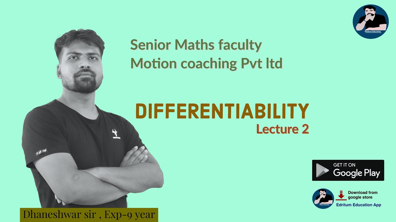 Differentiability | 12th class | IIT JEE | Lecture 2 | DM Sir - YouTube