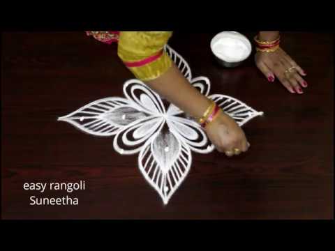 Cute Kolam Designs With 5 Dots || Easy Rangoli Muggulu || Beautiful Designs For Beginners