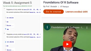 Foundation of R Software Week 5 Assignment Answers || Assignment 5 || NPTEL || July 2023
