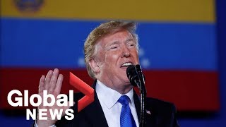 President Donald Trump speaks with Venezuelan Americans