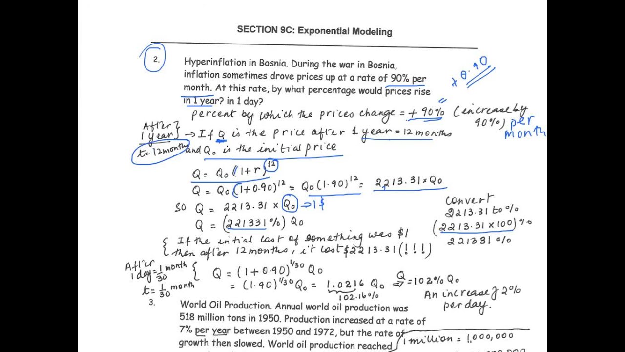 9C Exponential Modeling Pages 1,2 - YouTube